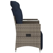 Bowery Hill 2-Seater Poly Rattan Reclining Patio Sofa With Table in Gray