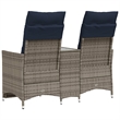 Bowery Hill 2-Seater Poly Rattan Reclining Patio Sofa With Table in Gray