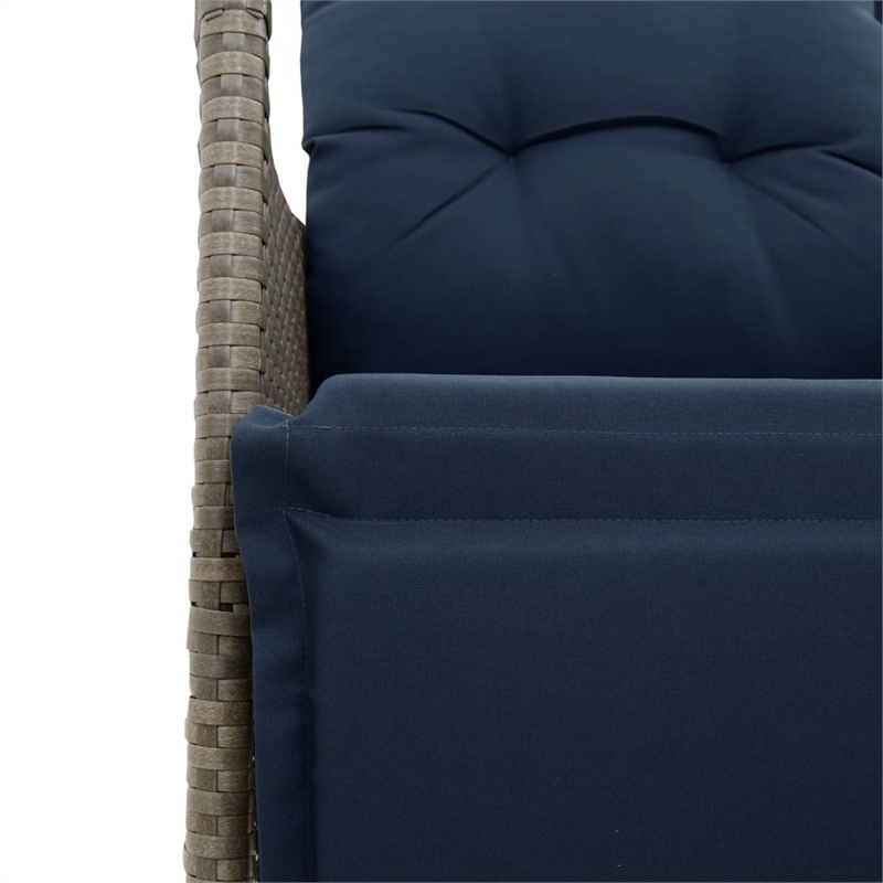 Bowery Hill 2-Seater Poly Rattan Reclining Patio Sofa With Table in Gray