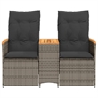 Bowery Hill 2-Seater Standard PE Rattan Reclining Garden Sofa in Gray