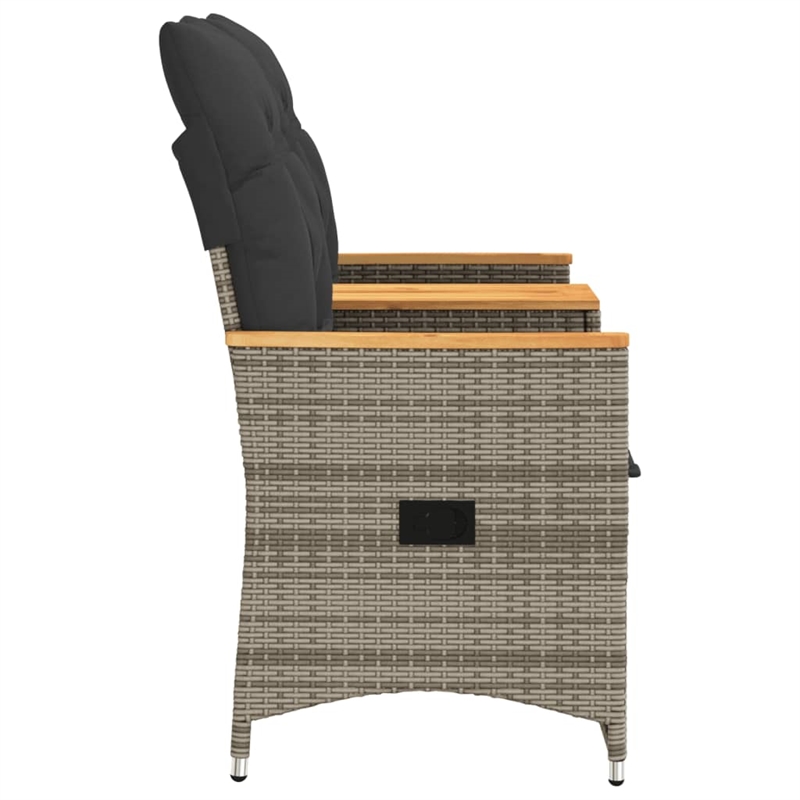 Bowery Hill 2-Seater Standard PE Rattan Reclining Garden Sofa in Gray