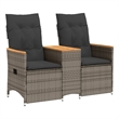 Bowery Hill 2-Seater Standard PE Rattan Reclining Garden Sofa in Gray