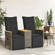 Bowery Hill Contemporary Synthetic Poly Rattan Reclining Garden Sofa in Gray