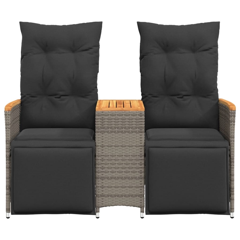 Bowery Hill Contemporary Synthetic Poly Rattan Reclining Garden Sofa in Gray