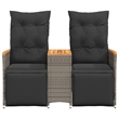 Bowery Hill Contemporary Synthetic Poly Rattan Reclining Garden Sofa in Gray