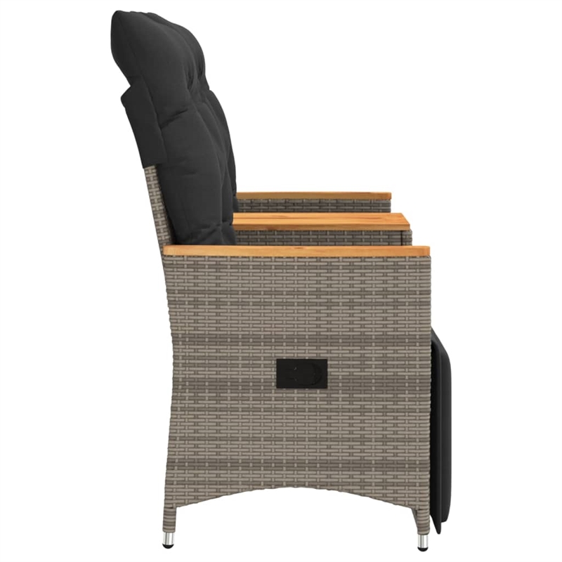 Bowery Hill Contemporary Synthetic Poly Rattan Reclining Garden Sofa in Gray