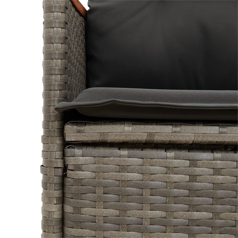 Bowery Hill Contemporary Synthetic Poly Rattan Reclining Garden Sofa in Gray
