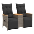 Bowery Hill Contemporary Synthetic Poly Rattan Reclining Garden Sofa in Gray