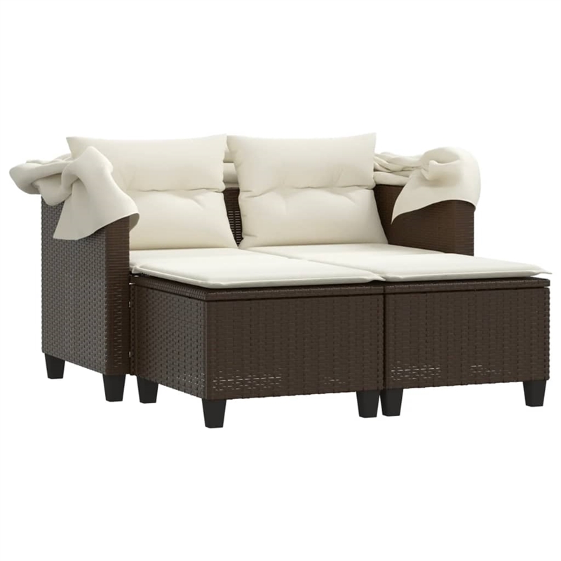 Bowery Hill Medium PE Rattan Garden Sofa With Removable Covers in Brown