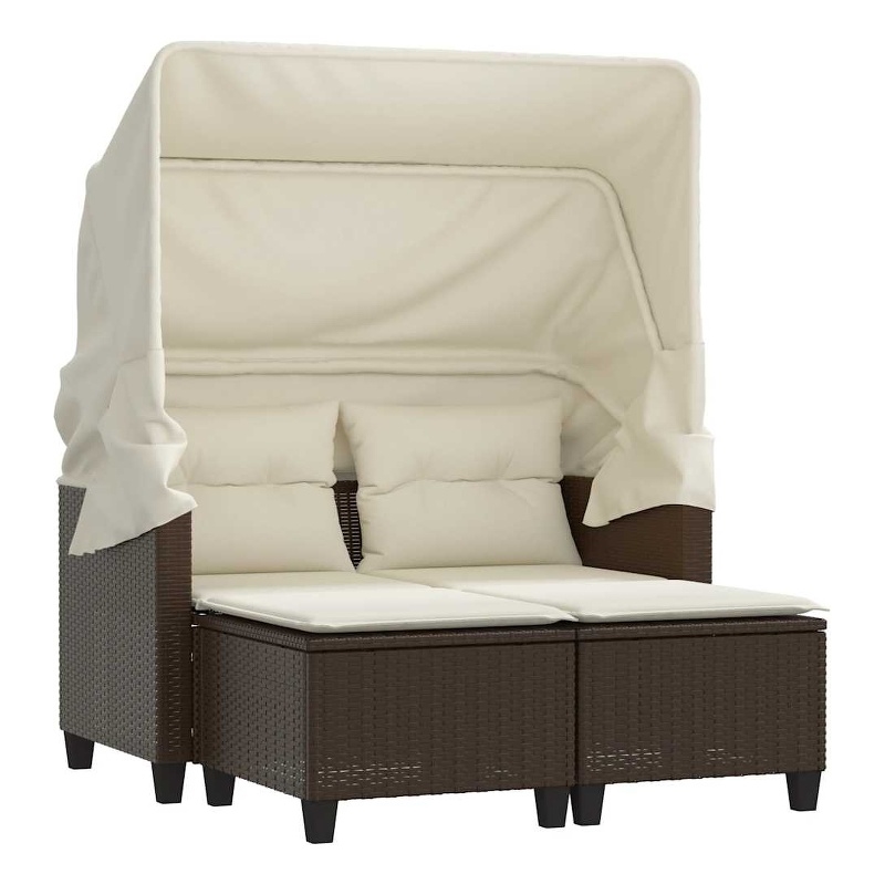 Bowery Hill Medium PE Rattan Garden Sofa With Removable Covers in Brown