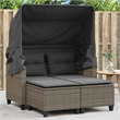 Bowery Hill 2-Seater PE Rattan And Powder-Coated Steel Garden Sofa in Gray