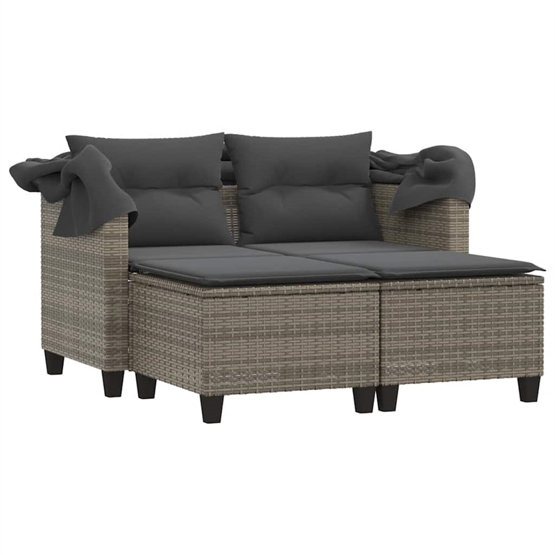 Bowery Hill 2-Seater PE Rattan And Powder-Coated Steel Garden Sofa in Gray