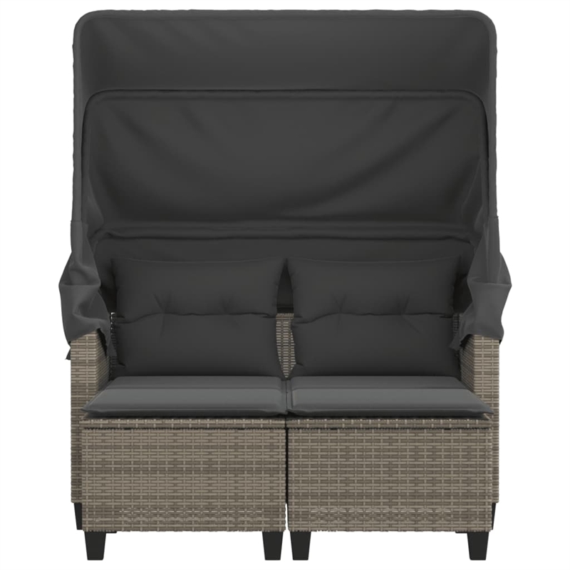 Bowery Hill 2-Seater PE Rattan And Powder-Coated Steel Garden Sofa in Gray