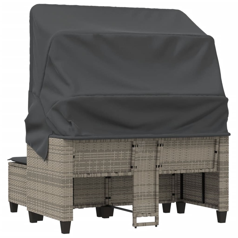 Bowery Hill 2-Seater PE Rattan And Powder-Coated Steel Garden Sofa in Gray