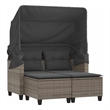 Bowery Hill 2-Seater PE Rattan And Powder-Coated Steel Garden Sofa in Gray
