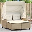 Bowery Hill PE Rattan And Powder-Coated Steel Garden Sofa in Beige