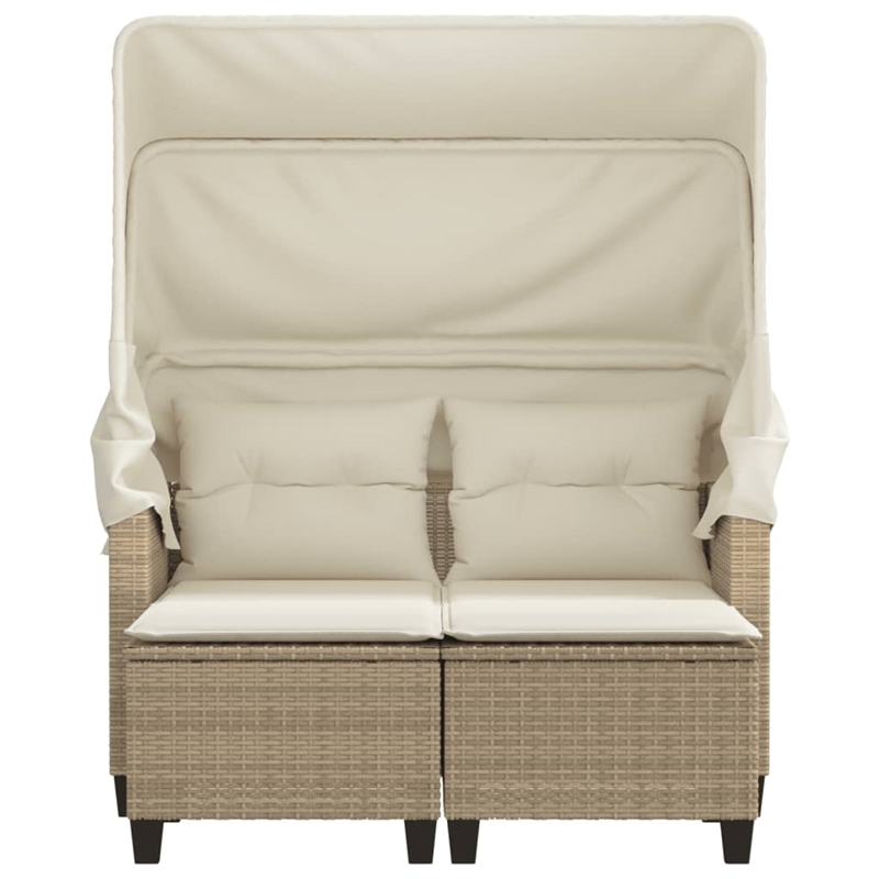 Bowery Hill PE Rattan And Powder-Coated Steel Garden Sofa in Beige