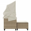 Bowery Hill PE Rattan And Powder-Coated Steel Garden Sofa in Beige