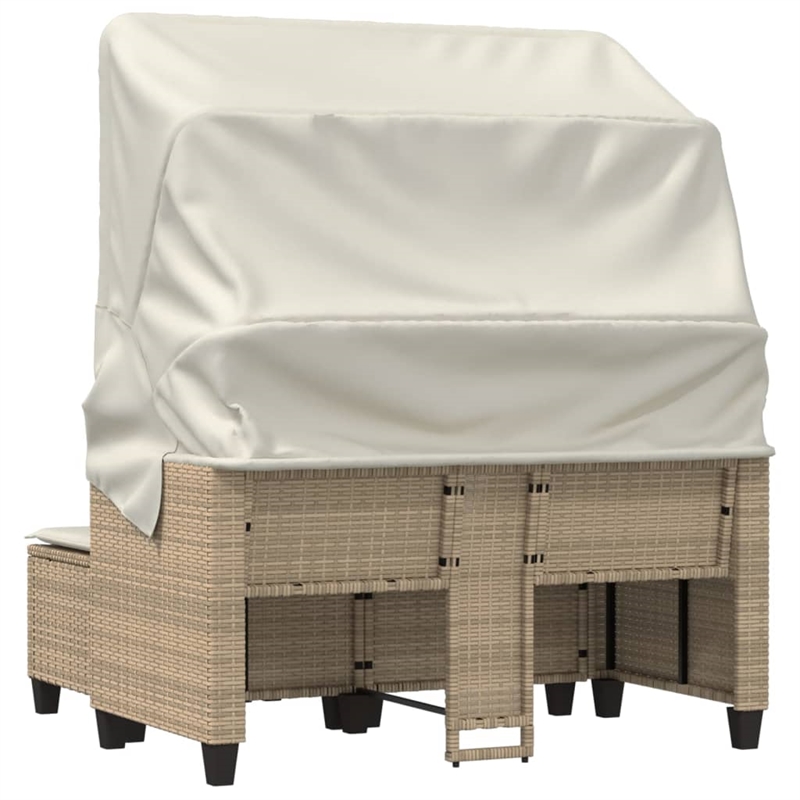 Bowery Hill PE Rattan And Powder-Coated Steel Garden Sofa in Beige