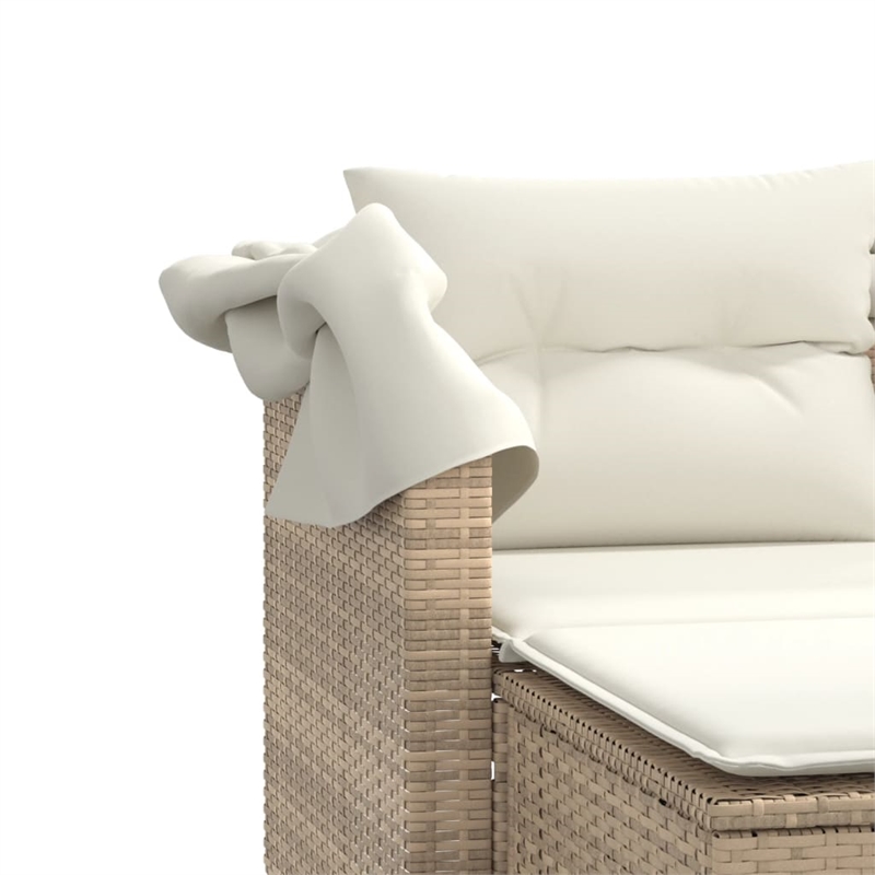 Bowery Hill PE Rattan And Powder-Coated Steel Garden Sofa in Beige