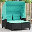 Bowery Hill PE Rattan And Powder-Coated Steel Garden Sofa in Black