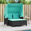 Bowery Hill PE Rattan And Powder-Coated Steel Garden Sofa in Black