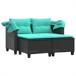 Bowery Hill PE Rattan And Powder-Coated Steel Garden Sofa in Black