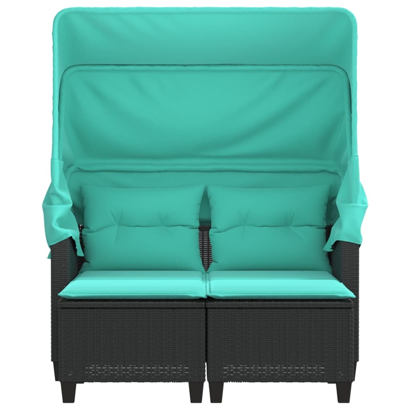 Bowery Hill PE Rattan And Powder-Coated Steel Garden Sofa in Black