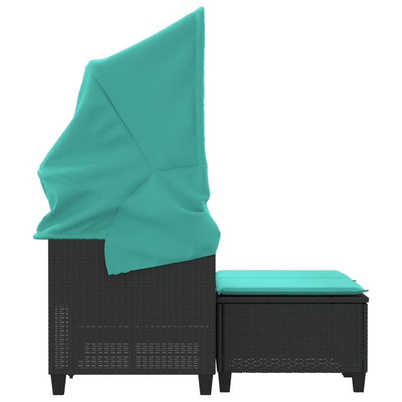 Bowery Hill PE Rattan And Powder-Coated Steel Garden Sofa in Black