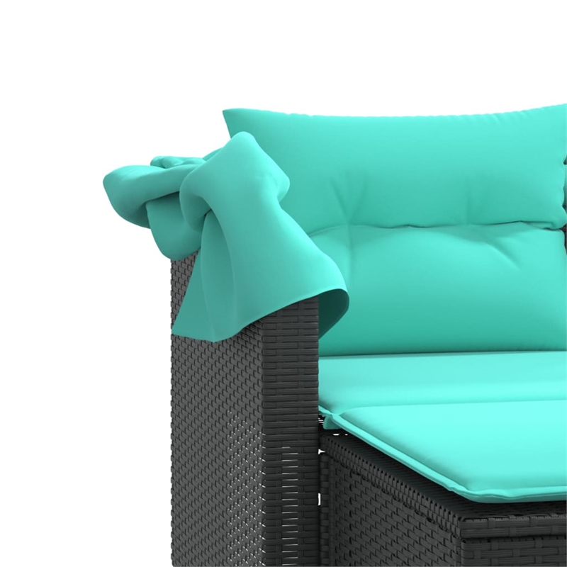 Bowery Hill PE Rattan And Powder-Coated Steel Garden Sofa in Black