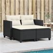 Bowery Hill PE Rattan And Powder-Coated Steel Garden Sofa in Black