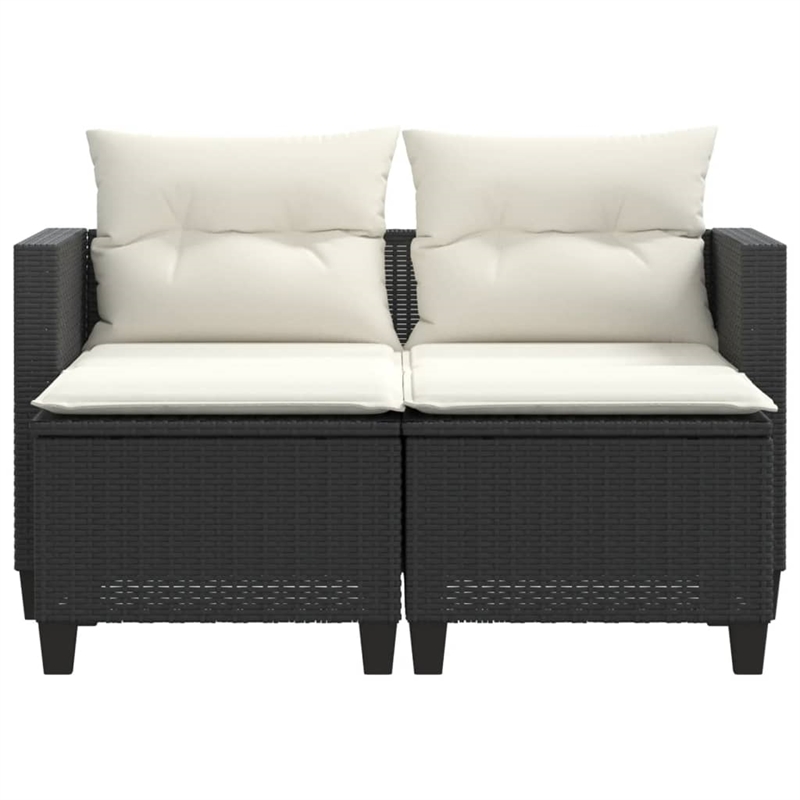 Bowery Hill PE Rattan And Powder-Coated Steel Garden Sofa in Black