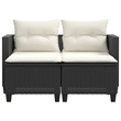Bowery Hill PE Rattan And Powder-Coated Steel Garden Sofa in Black