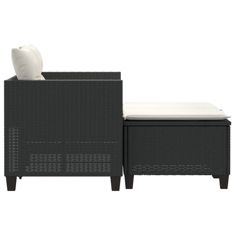 Bowery Hill PE Rattan And Powder-Coated Steel Garden Sofa in Black