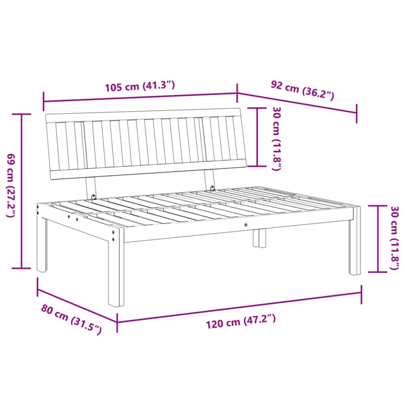 Bowery Hill Contemporary Solid Acacia Wood Standard Modular Pallet Sofa