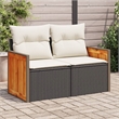 Bowery Hill Contemporary 2-Seater PE Rattan Modular Garden Sofa in Black