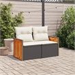 Bowery Hill Contemporary 2-Seater PE Rattan Modular Garden Sofa in Black