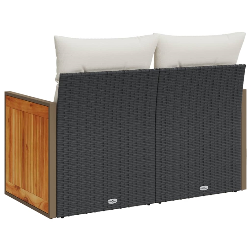 Bowery Hill Contemporary 2-Seater PE Rattan Modular Garden Sofa in Black