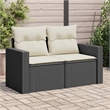 Bowery Hill Contemporary Synthetic Poly Rattan Garden Sofa in Black And Cream