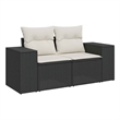 Bowery Hill 2-Seater Poly Rattan Modular Garden Sofa in Black And Cream