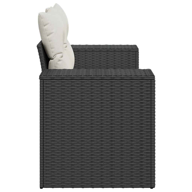 Bowery Hill 2-Seater Poly Rattan Modular Garden Sofa in Black And Cream