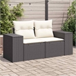 Bowery Hill 2-Seater Poly Rattan Modular Garden Sofa in Black And Cream