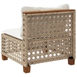 Bowery Hill Poly Rattan Patio Armless Sofa With Cushions in Beige