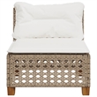 Bowery Hill Poly Rattan Patio Armless Sofa With Cushions in Beige