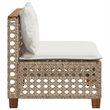 Bowery Hill Poly Rattan Patio Armless Sofa With Cushions in Beige