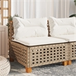 Bowery Hill Poly Rattan Patio Armless Sofa With Cushions in Beige