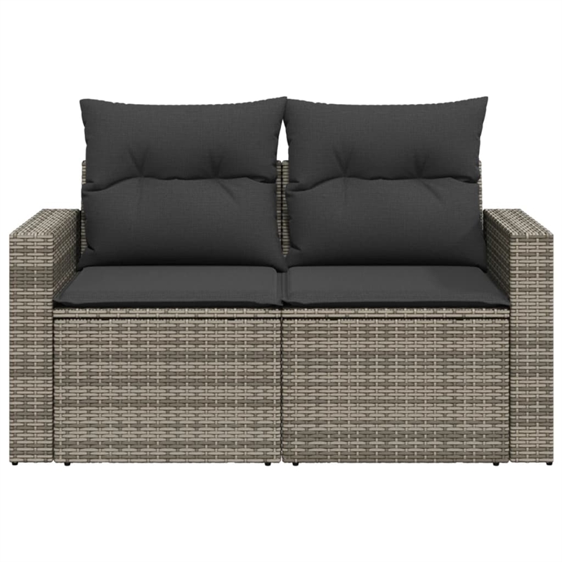 Bowery Hill Medium PE Rattan Garden Sofa With Adjustable Feet in Gray