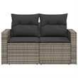Bowery Hill Medium PE Rattan Garden Sofa With Adjustable Feet in Gray
