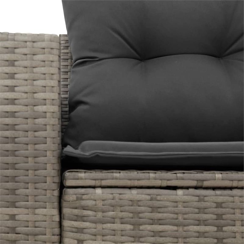 Bowery Hill Medium PE Rattan Garden Sofa With Adjustable Feet in Gray