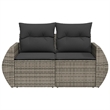 Bowery Hill Medium Modular PE Rattan And Powder-Coated Steel Garden Sofa in Gray